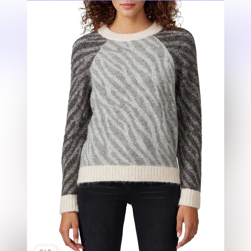 Parker Bella Zebra Pattern Gray And Cream Sweater - image 1